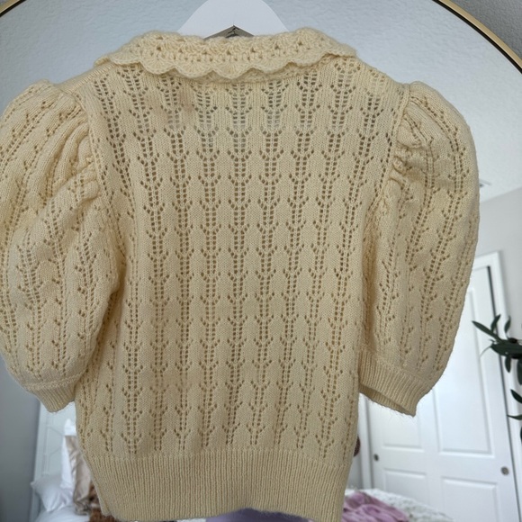 Astr yellow Women's Cardigan with Floral Buttons - Picture 2 of 7